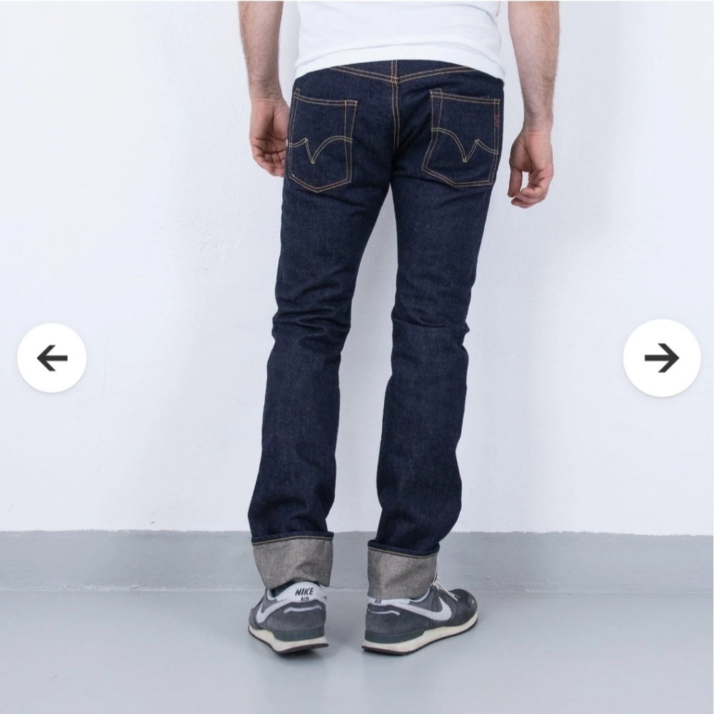 Iron Heart 18oz Vintage Selvedge Denim Slim Tapered Cut Jeans - Indigo - Picture 3 of 15